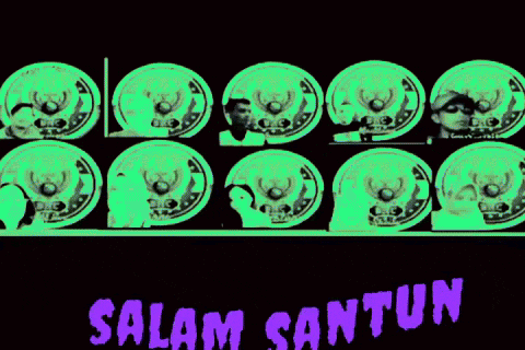 a sign that says salam santun with a bunch of circles