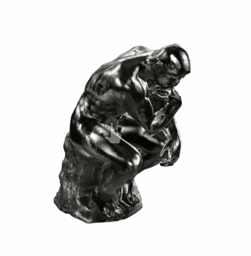 four statue of a man sitting on a rock