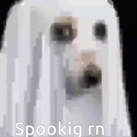 a picture of a ghost with the words spookig rn on it