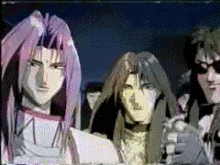 a group of anime characters are posing for a picture together