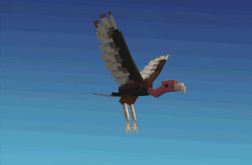 a pixelated bird is flying in the sky with its wings spread