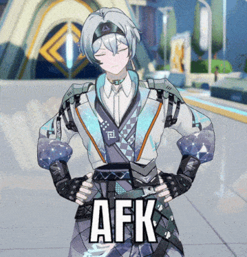 a character from a video game has afk written on his chest