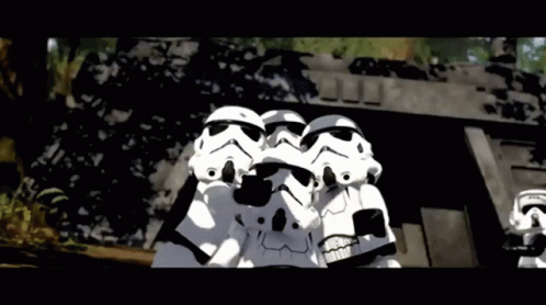 Lego Star Wars Stormtroopers GIF - Lego Star Wars Stormtroopers Scared GIFs
