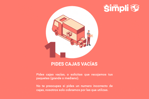 an illustration of a man standing next to a truck that says " pides cajas vacías "