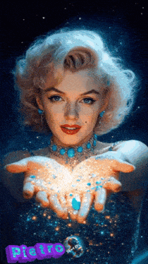 a picture of a woman holding something in her hands with the name pietro on the bottom
