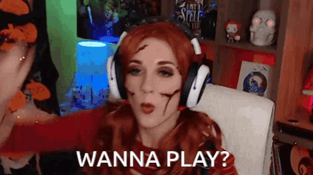 a woman wearing headphones is asking if she wanna play