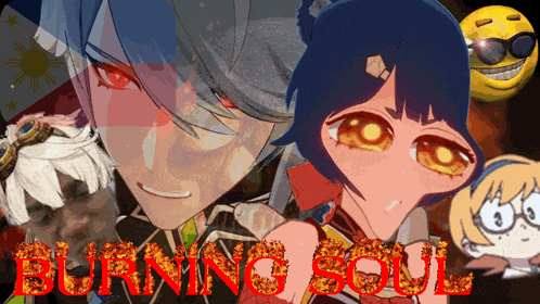 a poster for burning soul features a man and a girl