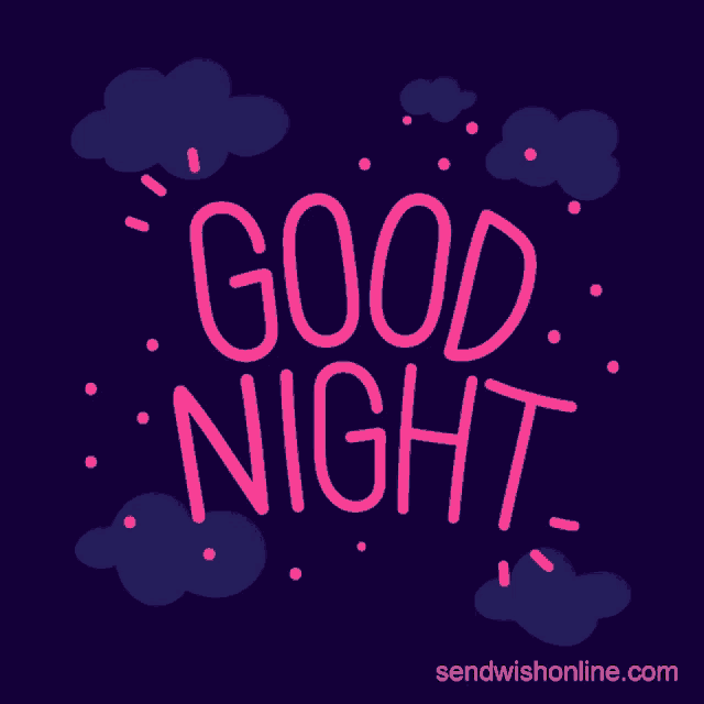 a purple background with the words good night in pink