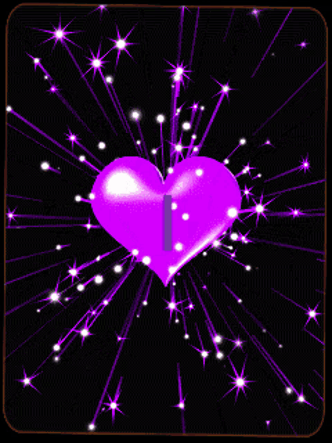 a purple heart with the letter i in the center