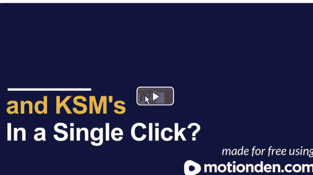 a blue background with the words and ksm 's in a single click on it