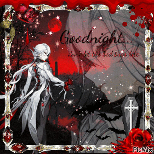 a picture of a vampire with the words goodnight on the bottom