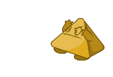a cartoon drawing of a triangle with hands and legs