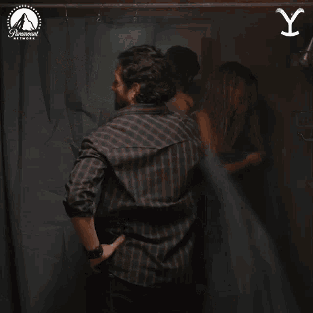 a paramount network ad shows a man and two women in a shower