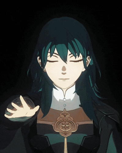 a cartoon character with long green hair is holding something in her hand