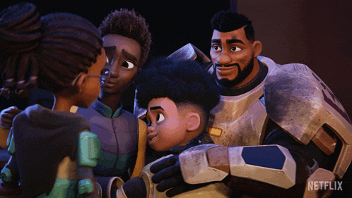 a group of cartoon characters standing next to each other with the netflix logo in the corner