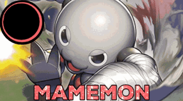 a picture of a cartoon character with the name mamemon on it