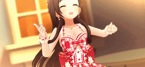 a girl in a red and white dress is dancing .