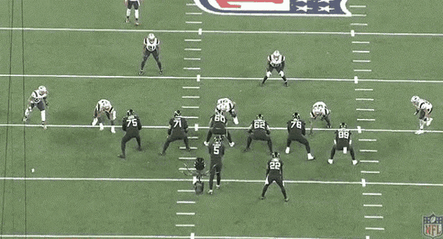a group of football players on a field with the nfl logo