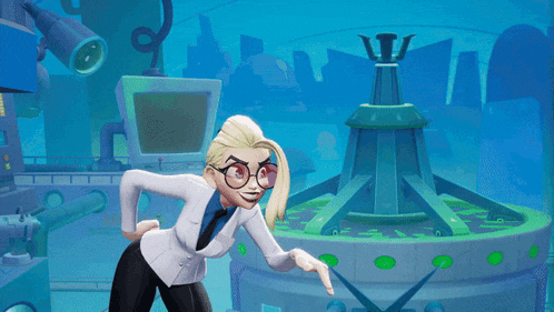 a cartoon of a woman in a lab coat covering her mouth with her hand