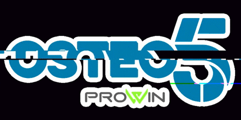 a logo that says osteo 5 prowin on a black background