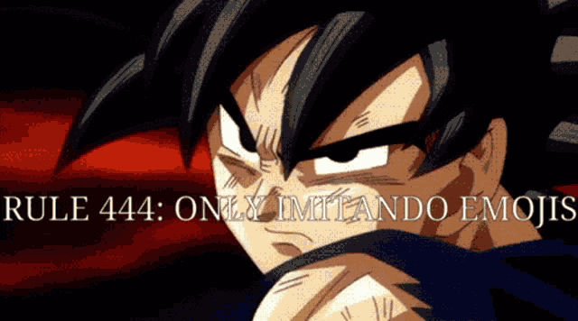 a picture of a cartoon character with the words rule 444 only imitando emojis below it