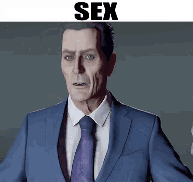 a man in a suit and tie is talking about sex