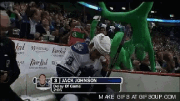 a hockey player with the name jack johnson on the back of his jersey