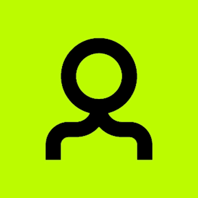 a black icon with a circle in the middle on a bright green background