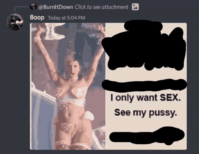 a picture of a woman with the words " i only want sex see my pussy " on it