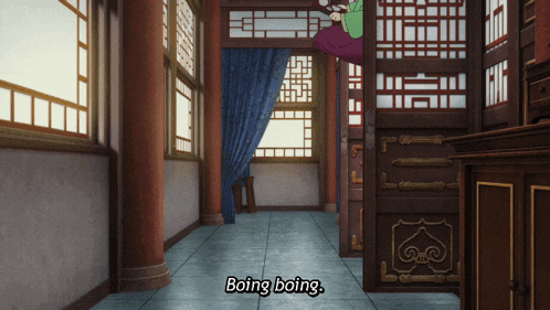 a hallway with the words boing boing in the corner