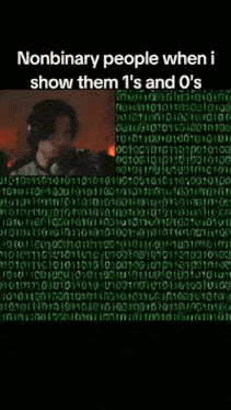a nonbinary people when i show them 1 's and 0 's meme