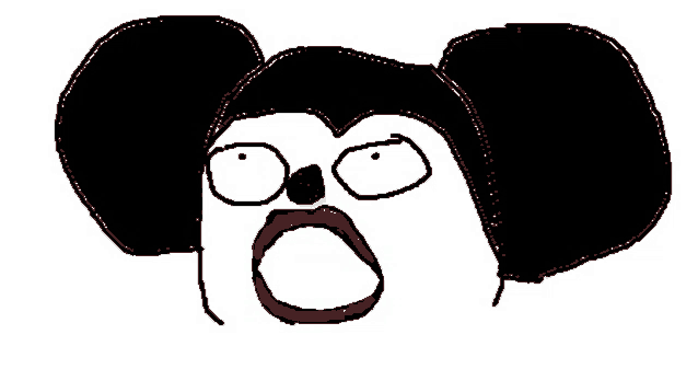 a drawing of a mickey mouse with a surprised look on his face and red lips .