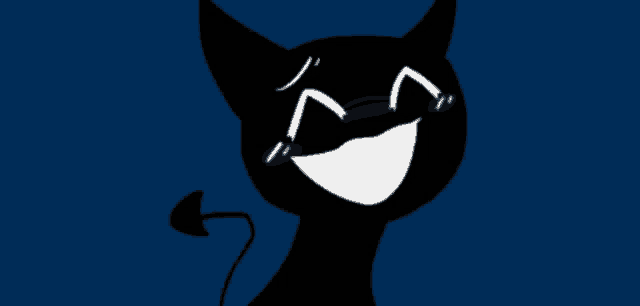 a cartoon devil with horns and a tail is laughing