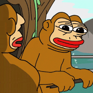 a cartoon of two monkeys with red lips