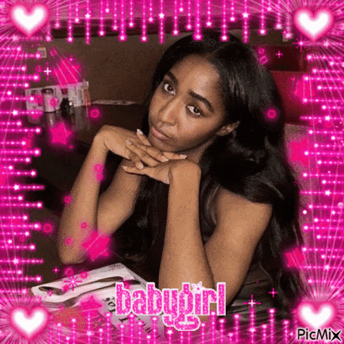 a picture of a girl with the word babygirl written in pink