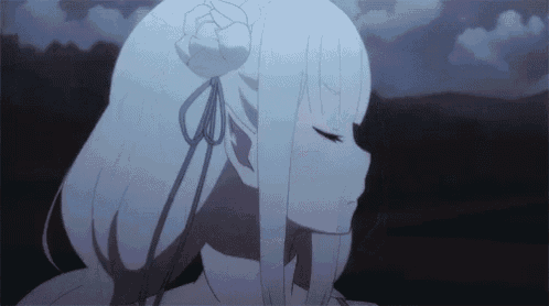 a girl with white hair has a ribbon in her hair