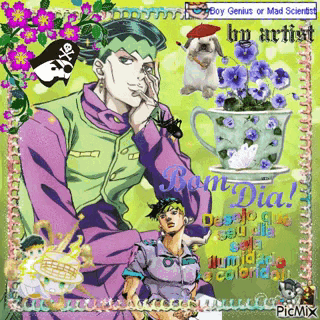 boy genius or mad scientist by artist is written on the bottom of the picture