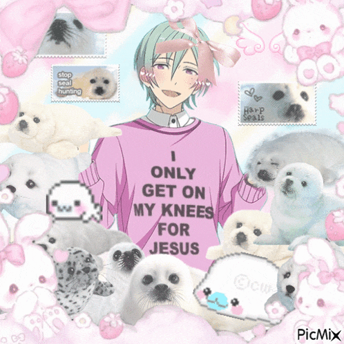 a boy in a pink shirt that says " i only get on my knees for jesus "