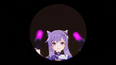 a girl with purple hair is upside down in a circle with the letters zannr on it