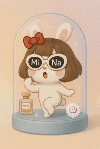 a cartoon of a bunny wearing sunglasses with the letters mi na on them