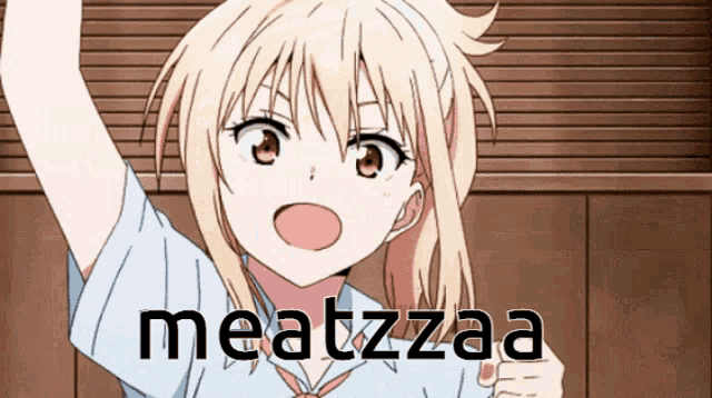 a picture of a girl with the words meatzzaa written on it