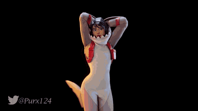 a picture of a girl in a shark costume with the twitter handle purx124