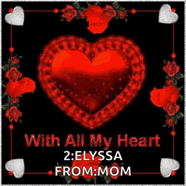 a red heart with the words i love you with all my heart on it