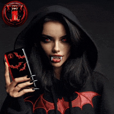 a woman in a black hoodie holds a cup of coffee and a cell phone