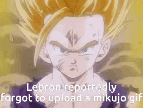 lebron reportedly forgot to upload a mikujo gif with a picture of goku