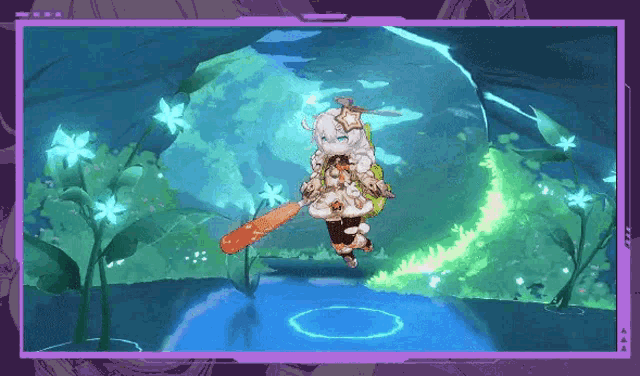 a cartoon of a girl holding a sword in a cave