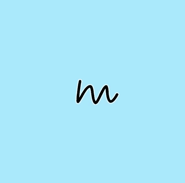 a blue background with the letter m in black