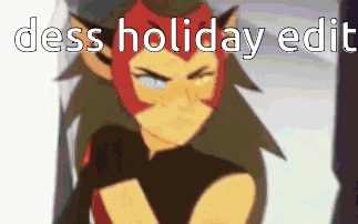 a picture of a cartoon character with the words " dess holiday edit " below it