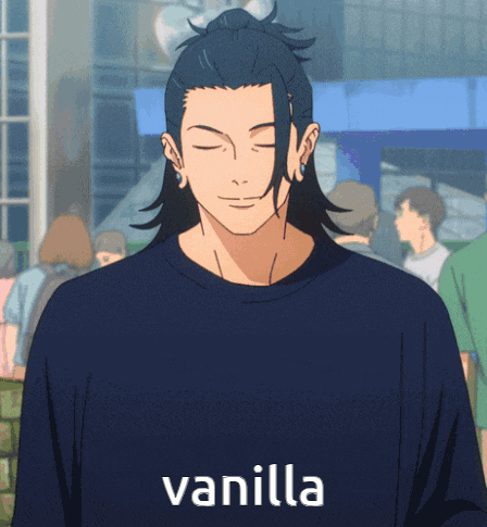 a man wearing a shirt that says vanilla on it