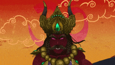 a cartoon drawing of a man wearing a crown and a necklace